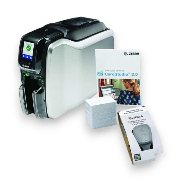 Picture of Zebra ZC300 Card Printer + Ribbon + cards + Cardstudio Kit